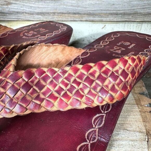 NWOB Brown Leather Handmade Flip Flops‎ sz 9 - Picture 4 of 10